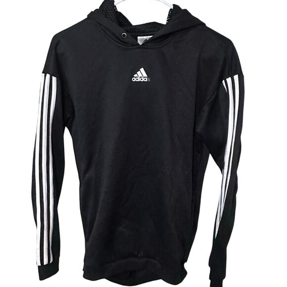 Adidis Gear up Hoodie pullover. black with white stripes down the arms Sz XS - Picture 1 of 5